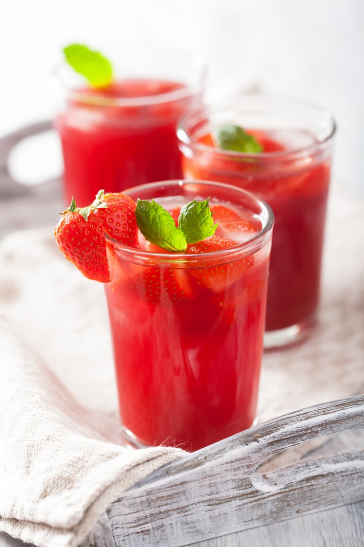 strawberry juice with mint. summer drink